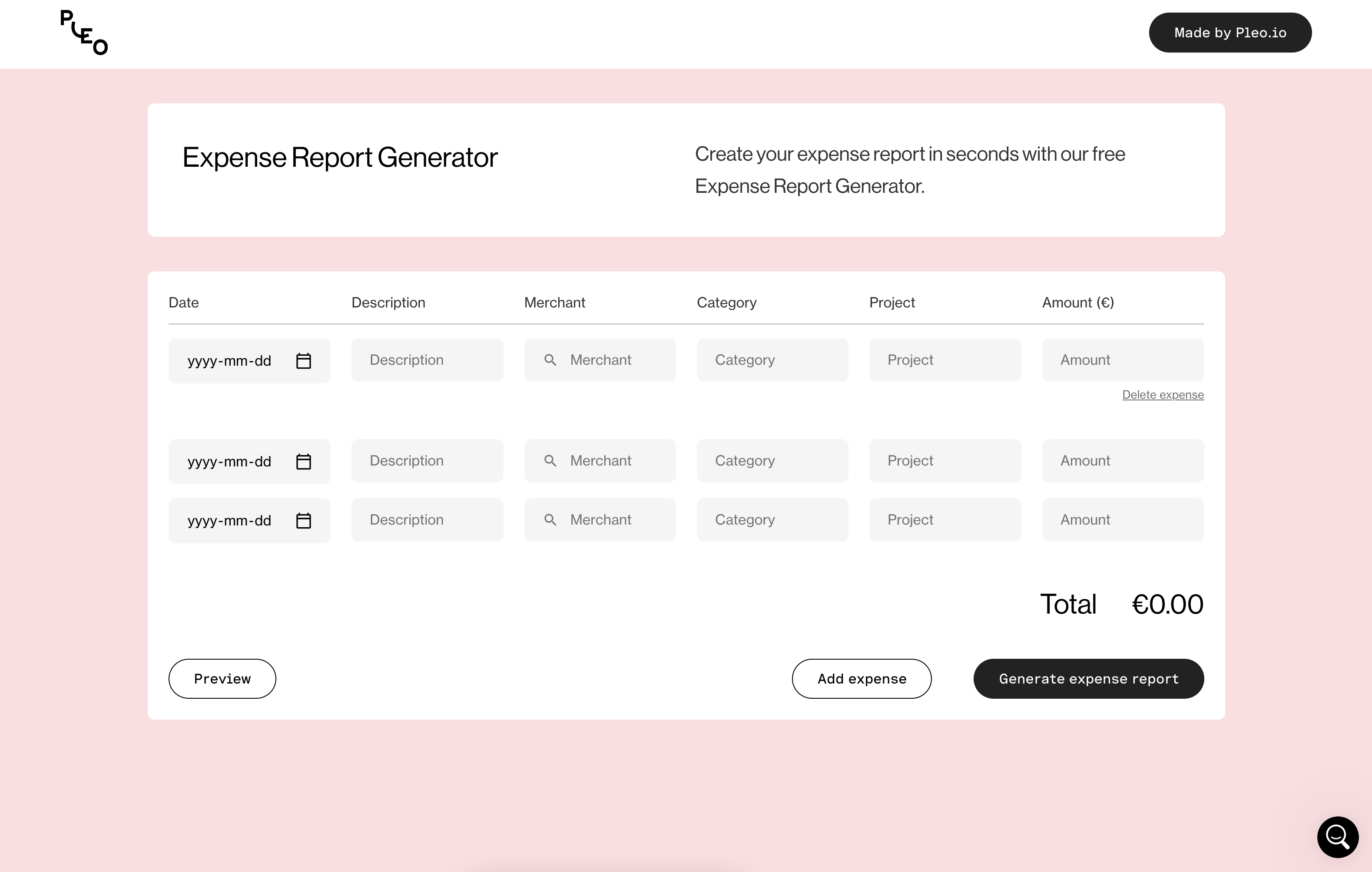 Pleo's Expense Report Generator